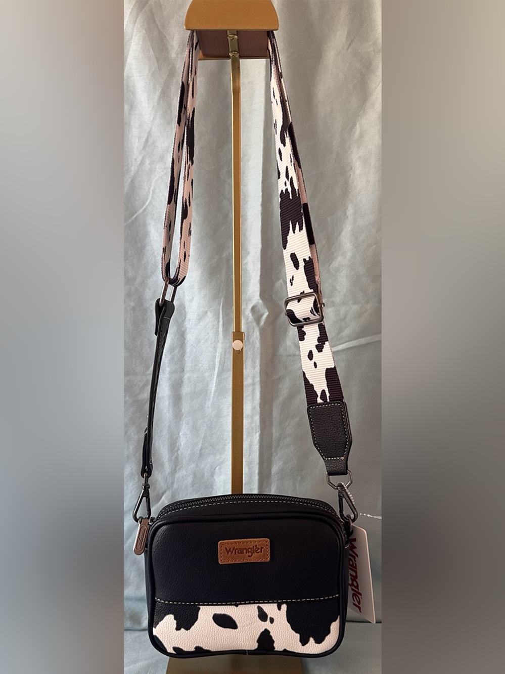 Wrangler Black & White Cow Print Crossbody Bag